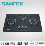 Black Tempered Glass Cook-Top with Three Burners