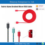 Colorful 1m Fabric Nylon Braided Micro USB Cable for Samsung
