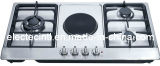 Gas Hob with 1 Electric Hopplate and 3 Gas Burners, Ss Mat Panel and 220V Electricity Ignition (GHE-S904C)