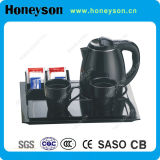 Honeyson Hotel Hospitality Electrical Kettle Tray Set in Black Color