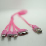 Colorful Multi Function Quick Charing USB Data Cable 4 in 1 Lightning Cable for iPhone 6 for Samsung