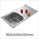 Kitchen Stainless Steel Single Bowl with Side Board Kitchenware Sink (9050YQ-2)