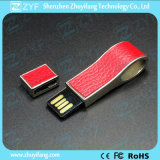 Metal Keychain USB Flash Drive with Leather Cover (ZYF1182)
