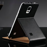 Galaxy Note4 Real PU Leather Simple Slim Black Stand Phone Case Cover