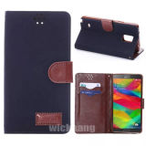 PU Leather Flip Case Rubber Cover for Samsung Galaxy Note 4