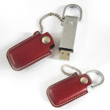 Leather USB Flash Drive with Keychain (SMS-FDL05)