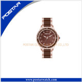 Transparent Dial Inlaid Brown Band Automatic Watch