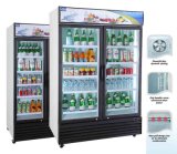 1000L 3 Glass Swing Door Upright Beverage Refrigerator