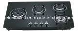 Gas Cooker with 4 Burners and Tempered Black Glass Panel, Enamel Pan Support, (GH-G824E)