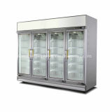 Glass Door Commercial Display Refrigerator in Supermarket