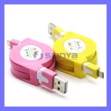Nine Colors Avaliable 80cm Long Flat Rectractable Micro USB Cable for Samsung HTC LG Android Mobile Phone