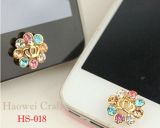 Crystal Crown with Flower Home Button Sticker Charm (HS-018)