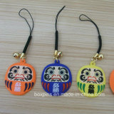 Japan Asakusa Bodhidharma Cell Phone Chain with Blessing Bell