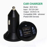 2014 High Quality 5V 2.1A Dual USB Car Charger 2 in 1 Car Charger for Mobile Phone and iPad