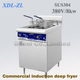 380V/8kw Single Cylinder Double Burner Commercial Induction Deep Fryer