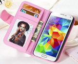 Multifunctional Plain Card Slots Flip Cellphone Cover for Samsung S4
