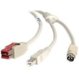 24V to Hosiden+USB B Poweredusb Cable (10 ft)