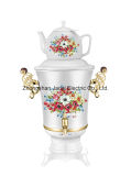 3.2L Stainless Steel Samovar with Porcelain/Glass Teapot and Flower) [T20e]