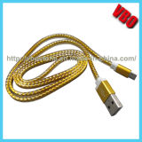 2015 New Arrival Aluminum Alloy Flat USB Cable, Braided USB Micro Cable for iPhone, Samsung Mobile Phone