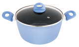 Kitchenware 24cm Light Blue Aluminum Marble Coating Sauce Pot Forged Cookware