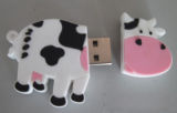 Cartoon Animal Dairy Cow USB Flash Drives with Keychain
