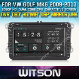 Witson Car DVD Player for Vw Golf (MK6) 2009-2011 with Chipset 1080P 8g ROM WiFi 3G Internet DVR Support