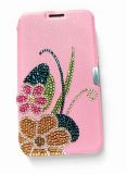 Bling Rhinestone Flower Leather Case for Galaxy Note 2 (MB720)