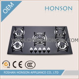 Five Burners Tempered Glass Cast Iron Gas Hobs Gas Cooktop