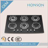 Six Burners Tempered Glass Built in Gas Hob Gas Cooker