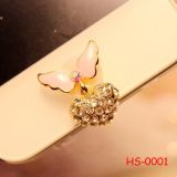 Hs-0001 Bling Wing Phone Home Button Sticker Custom Home Button Sticker for Apple Charm Heart Wings for Valentine's Day