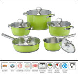 10PCS Stainless Steel Color Cookware Set