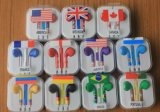 Colorful Earphones World Cup Earphone with Mic with National Flags Headset for Mobile Phone
