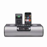 Portable MP3 Speaker, Dual Dock Alarm Clock Radio for iPod and iPhone (SH-PS-IP01)