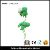 Stereo Cartoon Man Shape Rubber Green Novelty Earphone (OS-E1519)