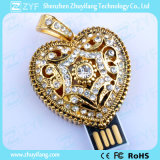 Gold Heart Pendant Shape Jewelry USB Flash Drive (ZYF1921)