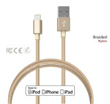 High Quality Mfi Certified 3ft 1m Gold Nylon Braided USB Cable for iPhone 6 Charger Cable