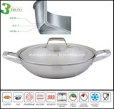 3 Ply Body Chinese Stainless Steel Induction Wok Cooker