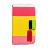 Contrast Color Mobile PU Leather Case for Samsung Mobile Phone ,Stand Wallet Leather Case