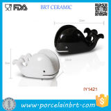 Wholesale Cute White and Black Whale Ceramic Phone Holder