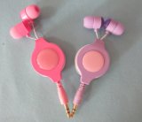 Pink Cute Straight Plug MP3 Player Wired Earphones