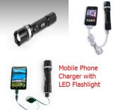 2, 600mAh Mobile Phone Charger with 3W CREE LED Flashlight