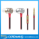 Wholesale Mobile Phone Handsfree MP3 Stereo Metal Silver Gold Earphone with Microphone for iPhone (BE318)