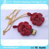 Red Flower Pendant Shape Jewelry USB Flash Drive (ZYF1913)
