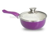 Aluminium Pressed Purple Ceramic Coating Saucepan with Lid