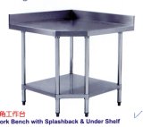 Kitchen Work Bench, Stainless Steel Work Table, Corner Work Table with Splashback & Under Shelf (DM25-6-900)