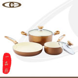 Gold Cookware Set Interior Coating White Creamic