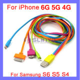Colorful 4 in 1 Flat Lightning USB Charger Cable for iPhone 6 5 iPad Samsung Mobile Phone