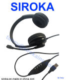 Noise-Canceling Computer Headphone with USB Plug for Multimedia