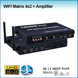4 in 2 out HDMI Audio Amplifier WiFi Matrix 4X2 HDMI Switch Splitter