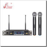 Dual Receiver Fixed Channel FM UHF Mic Handheld Wireless Microphone (AL-SE868)